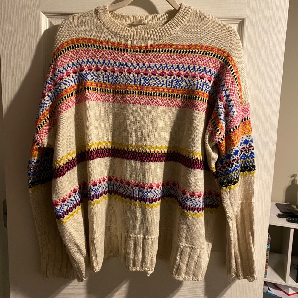 Easel Distressed Striped Sweater